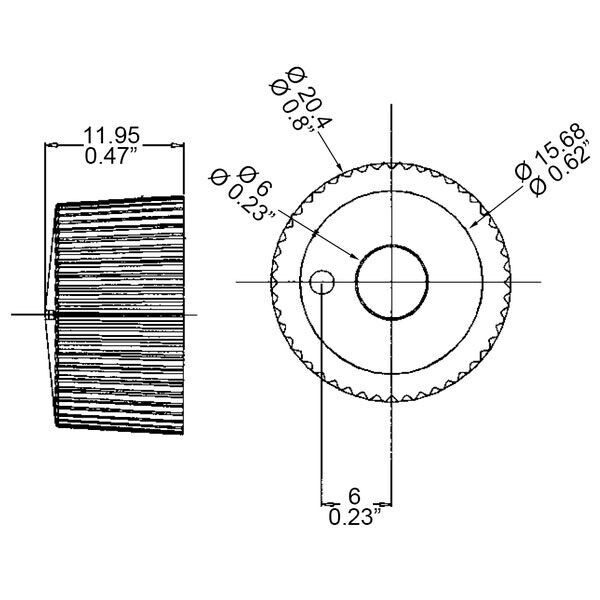 Main product image for Penn-Elcom Z408015 Vintage Amplifier Knob Black 240-204